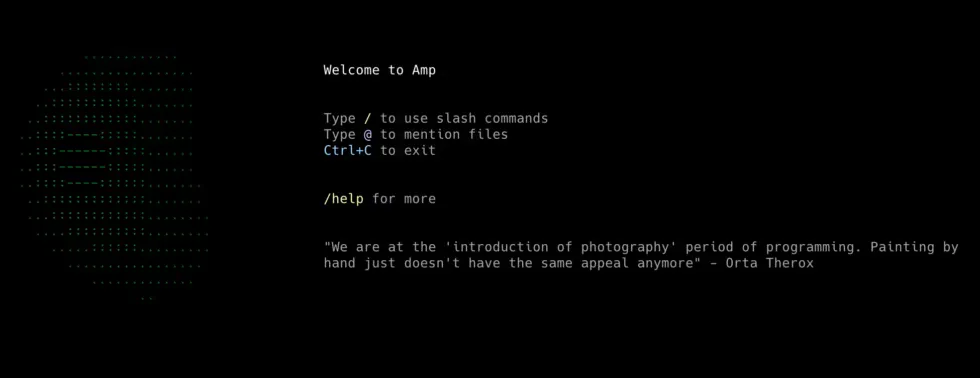 Amp Code CLI welcome screen in terminal
