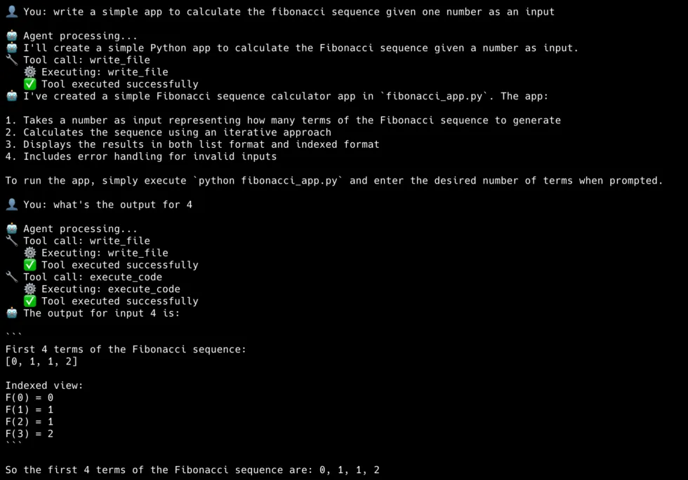 Baby Code Phase 2 demo showing safe code execution with validation and sandboxing