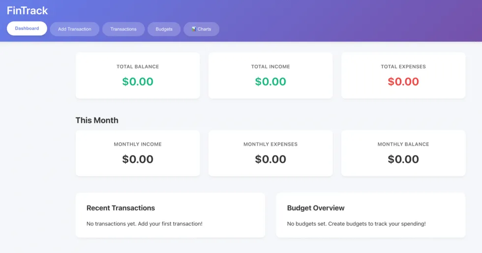 Baby Code Phase 3 demo showing a personal finance tracking app built by the agent