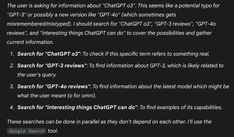 Gemini's thought process