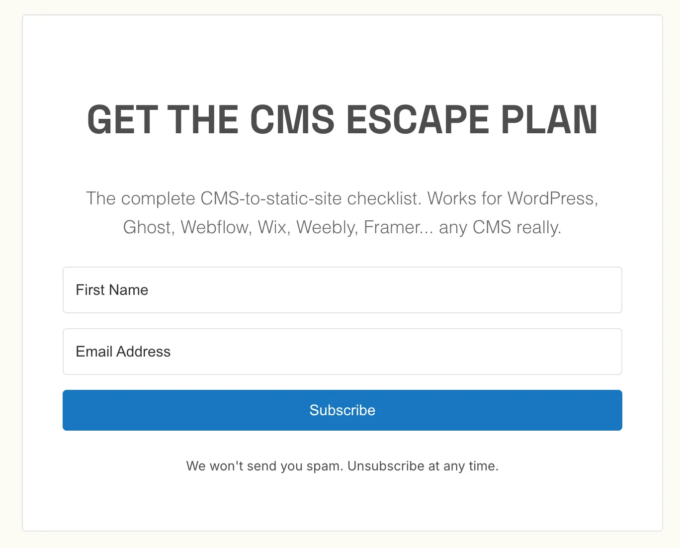 Old Kit newsletter form design